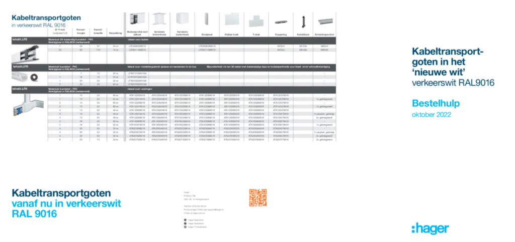 Afbeelding Bestelhulp kabeltransportgoten LFE - LFR - LFK - RAL9016 - kabelmanagement | Hager Nederland